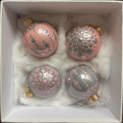 Karácsonyfadísz - ajándékcsomag (rózsaszín-ezüst)