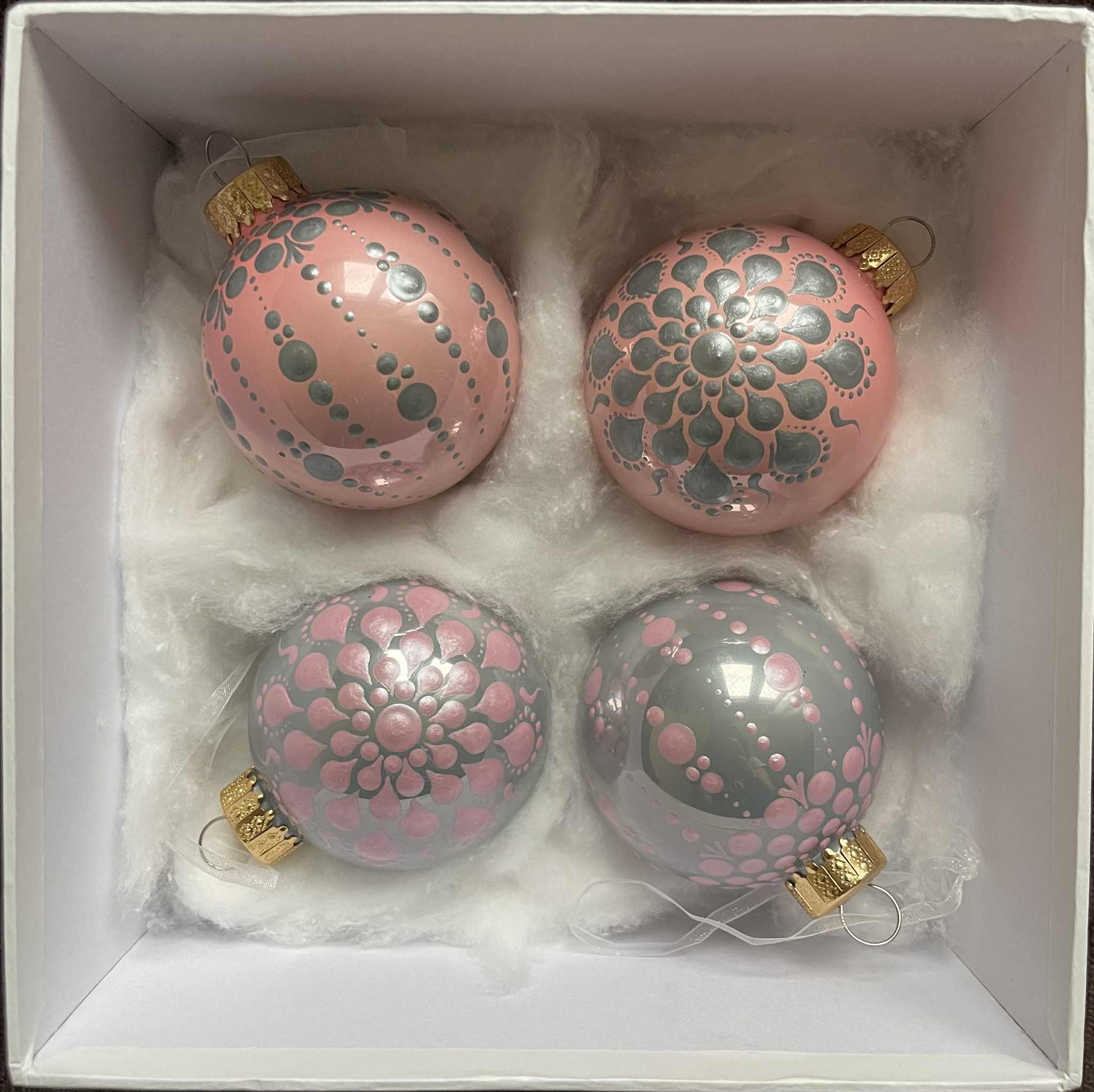 Karácsonyfadísz - ajándékcsomag (rózsaszín-ezüst)