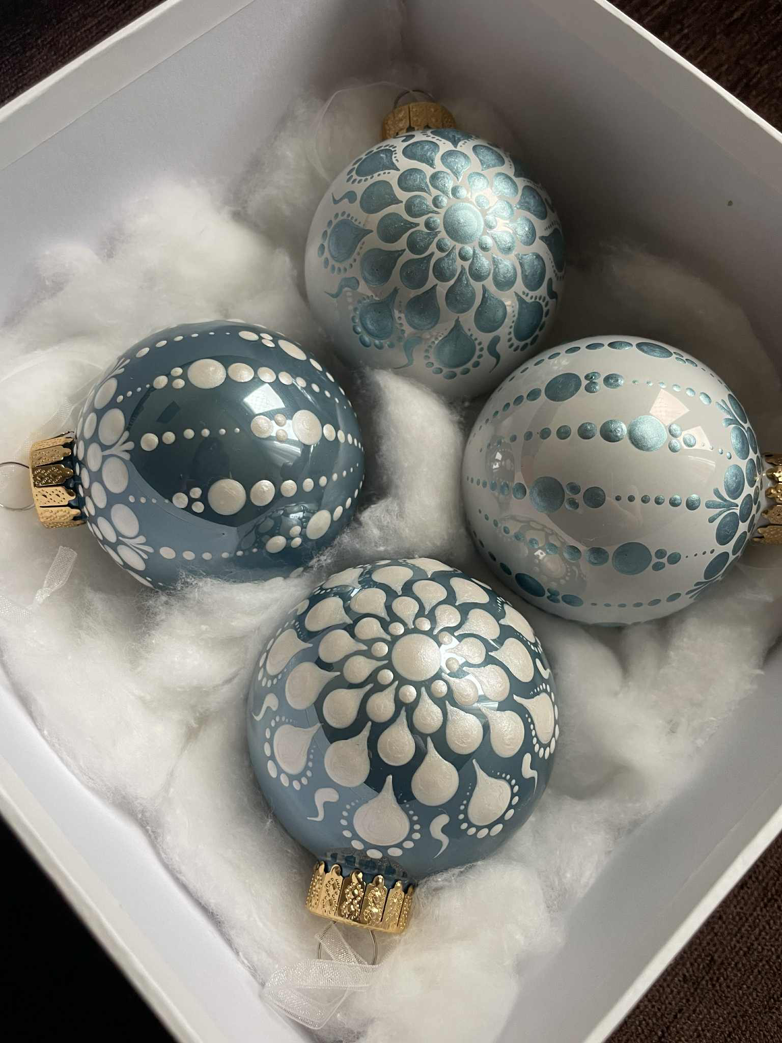 Karácsonyfadísz - ajándékcsomag (jégkék-fehér)