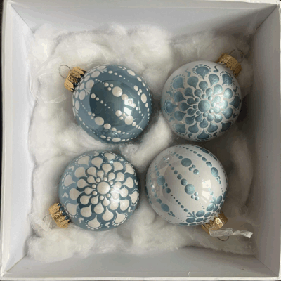 Karácsonyfadísz - ajándékcsomag (jégkék-fehér)