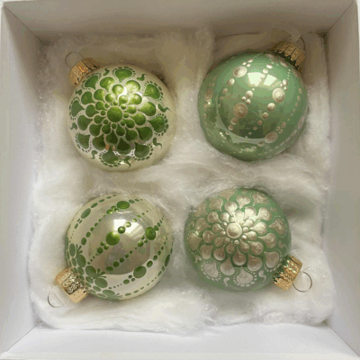 Karácsonyfadísz - ajándékcsomag (zöld-arany)