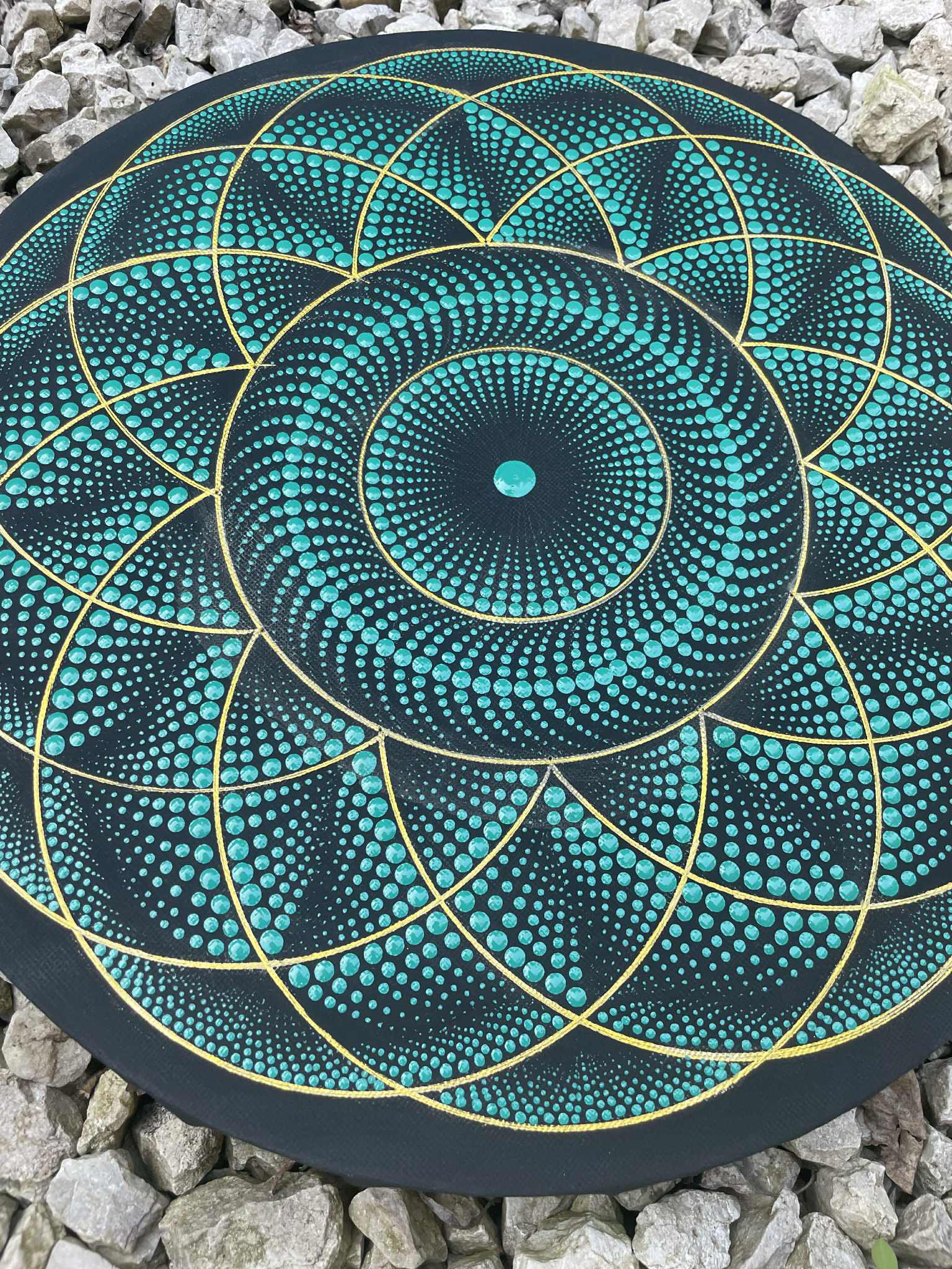 Geometrikus mandala türkiz-arany színben 30 cm - Image 3