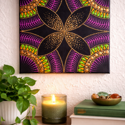 Geometrikus pontozott mandala - 20x20 cm
