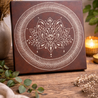 Arany-barna pontozott mandala 30x30 cm