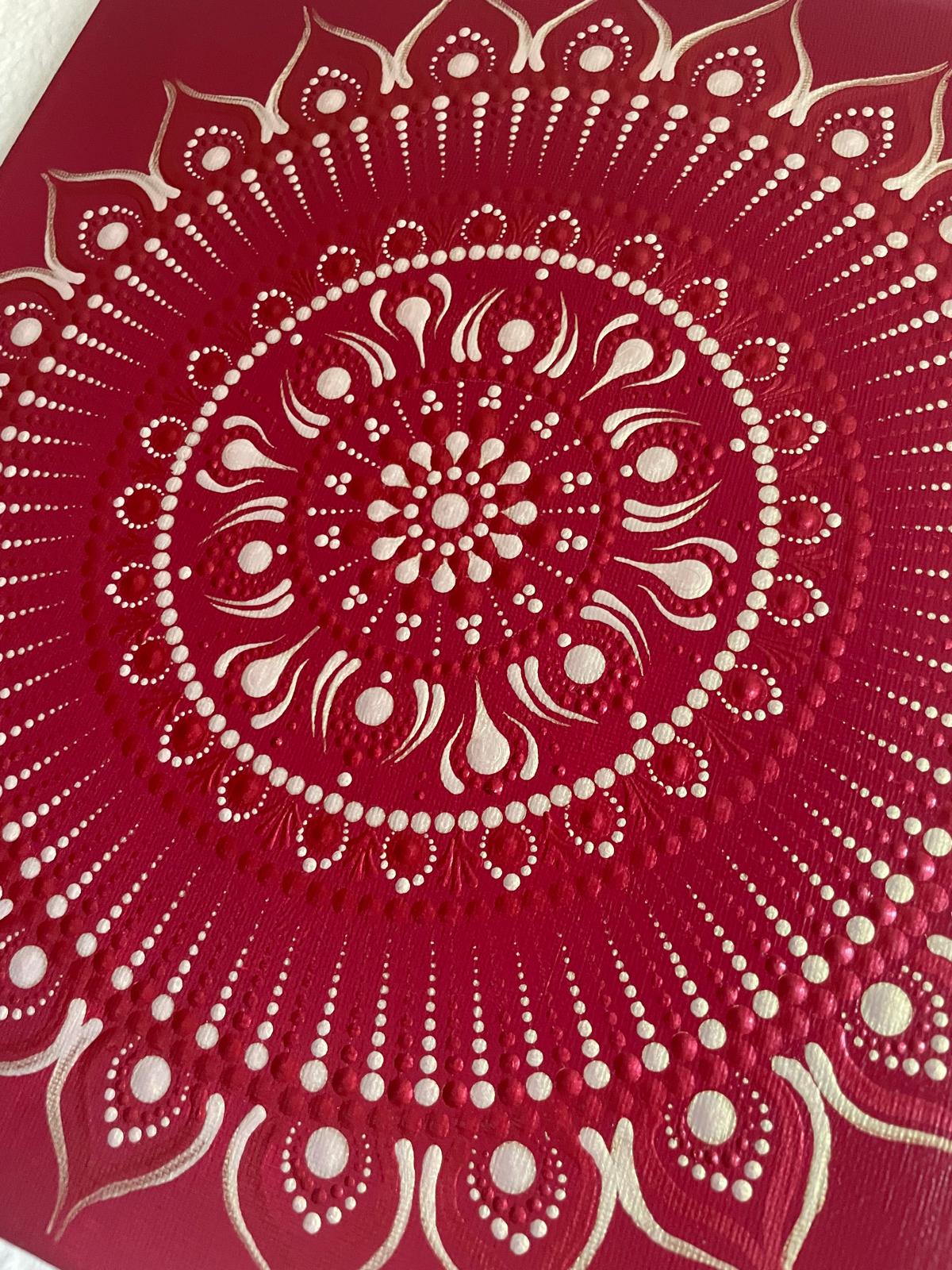 Arany-bordó pontozott mandala 30x30 cm