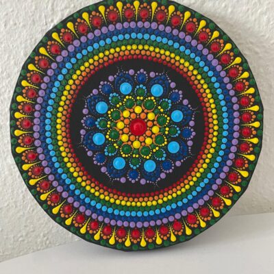 Csakra színű pontozott mandala 20 cm