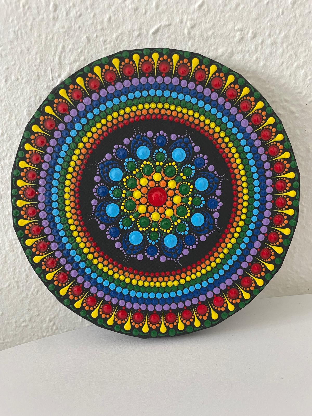 Csakra színű pontozott mandala 20 cm