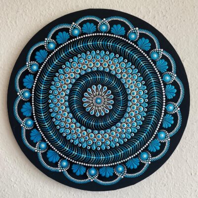 Kék-fehér-arany színű mandala 40 cm