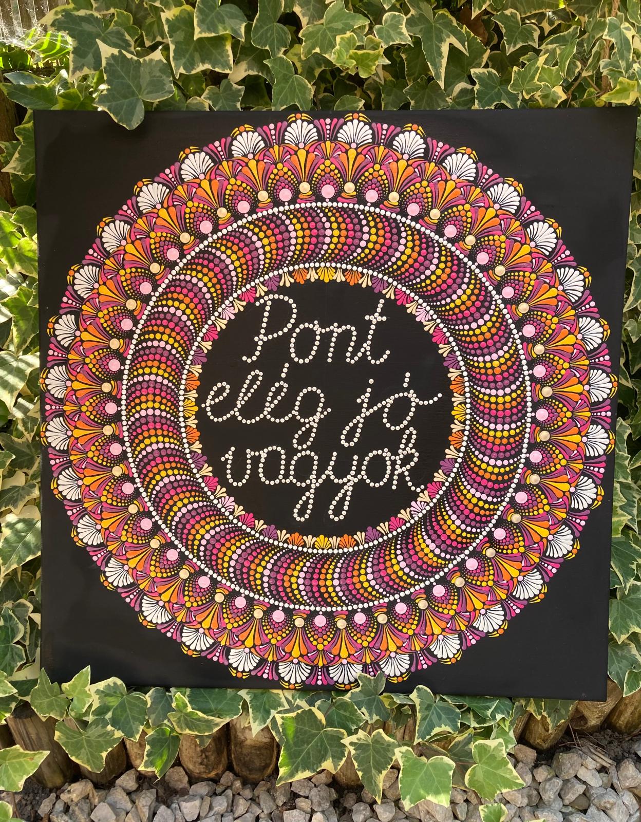 Színes pontfestett mandala vászonkép - 50x50 cm