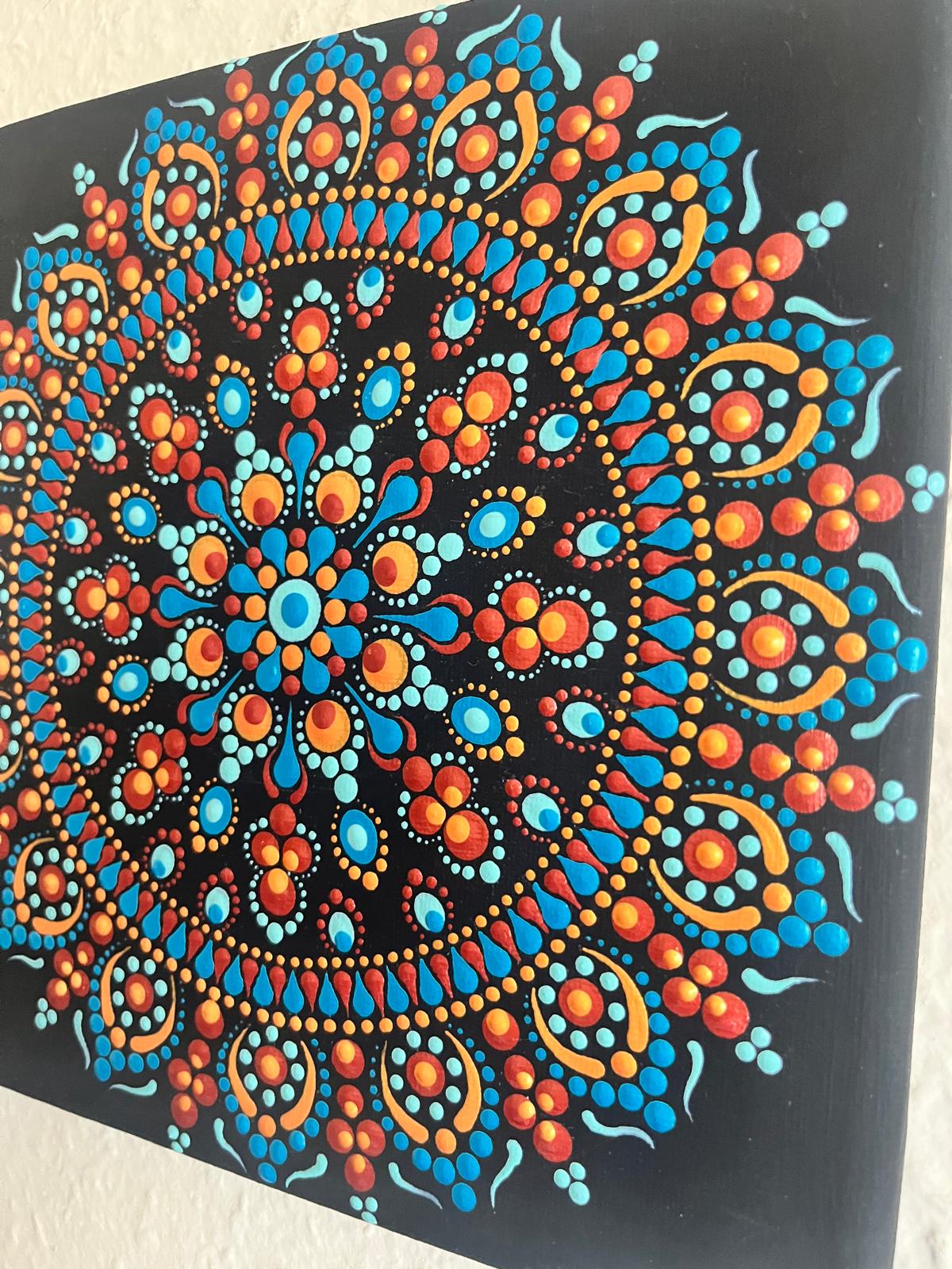 Kék-narancs pontozott mandala - 20x20 cm - Image 3
